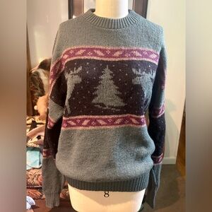 ALPS Merrimac Valley Moose Lodge Reindeer Wool Knit Sweater – Men’s L